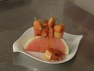 Brochettes de pastèques au miel d'épices