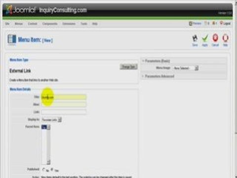 Joomla 1.5 – adding a menu video tutorial