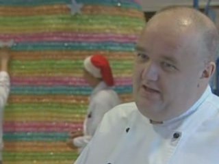 Towering Christmas treat of a tree covered in candy