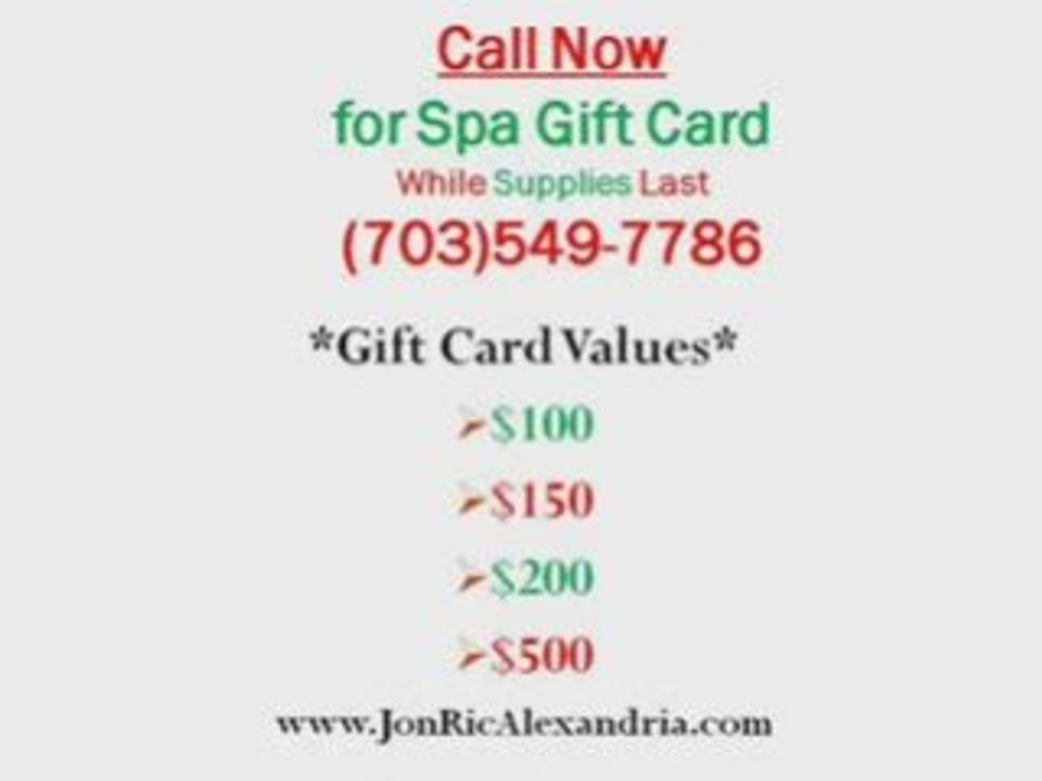 Spa Gift Certificates and Gift Cards Alexandria Virginia