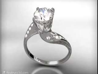 3D Multy stone white  gold ring
