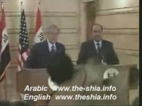 President Bush attacked by Jounalist Shoes الرئيس بوش العراق