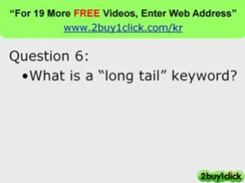 Keyword Discovery - FREE 20 Q & A You Asked