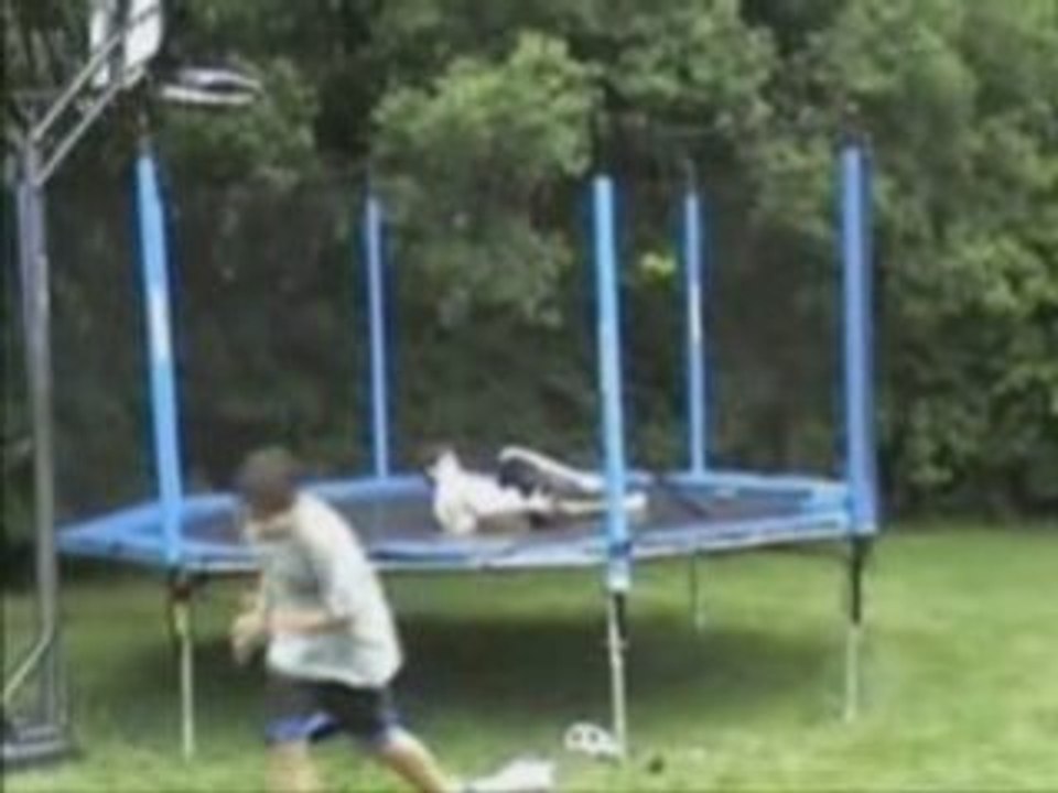 Weird dude's leg gets caught up in rim