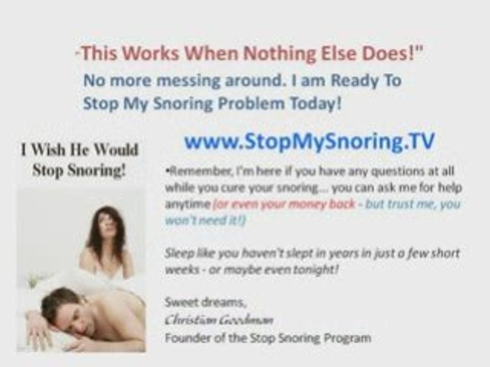 Stop My Snoring Guaranteed To Work Or Your Money Back