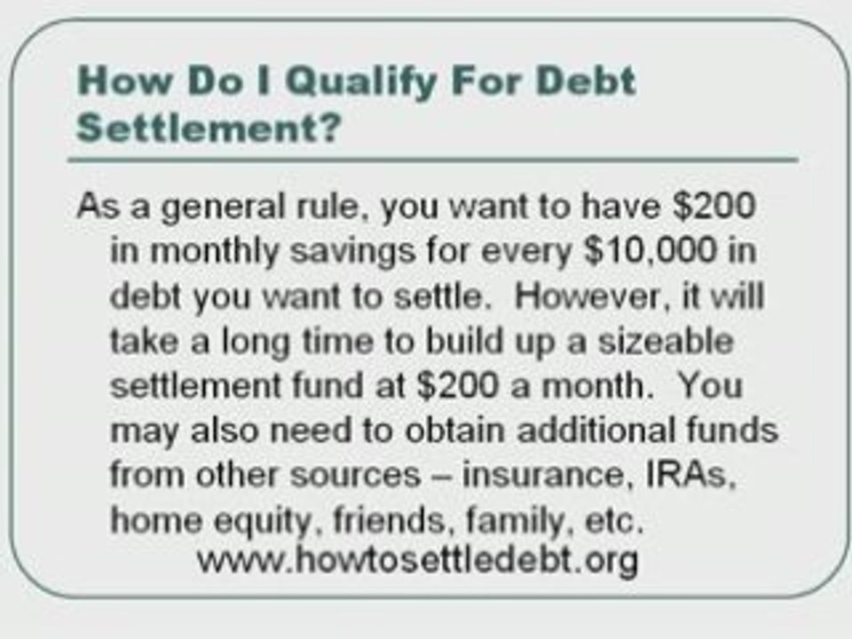 What amount do I save each month for debt settlement?