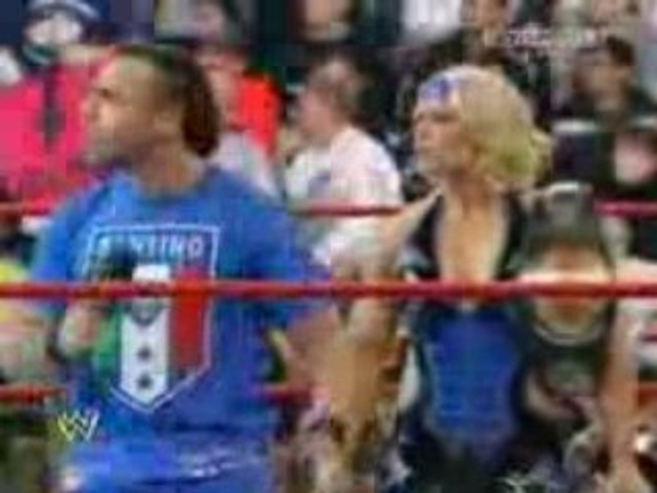 WWE Raw 12/22/08 John Cena and Trish Stratus vs Glamarella 1