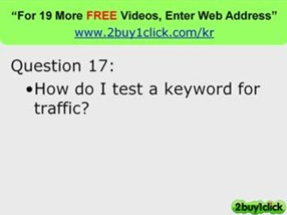 Keywords - FREE 20 Q & A You Asked