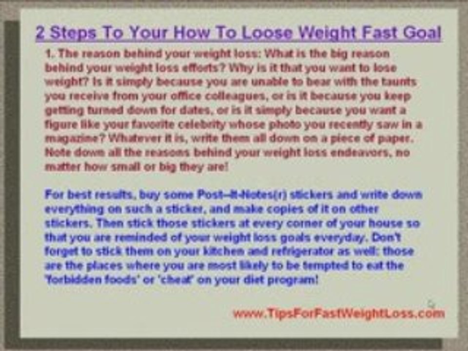 2 Steps To Your How To Loose Weight Fast Goal
