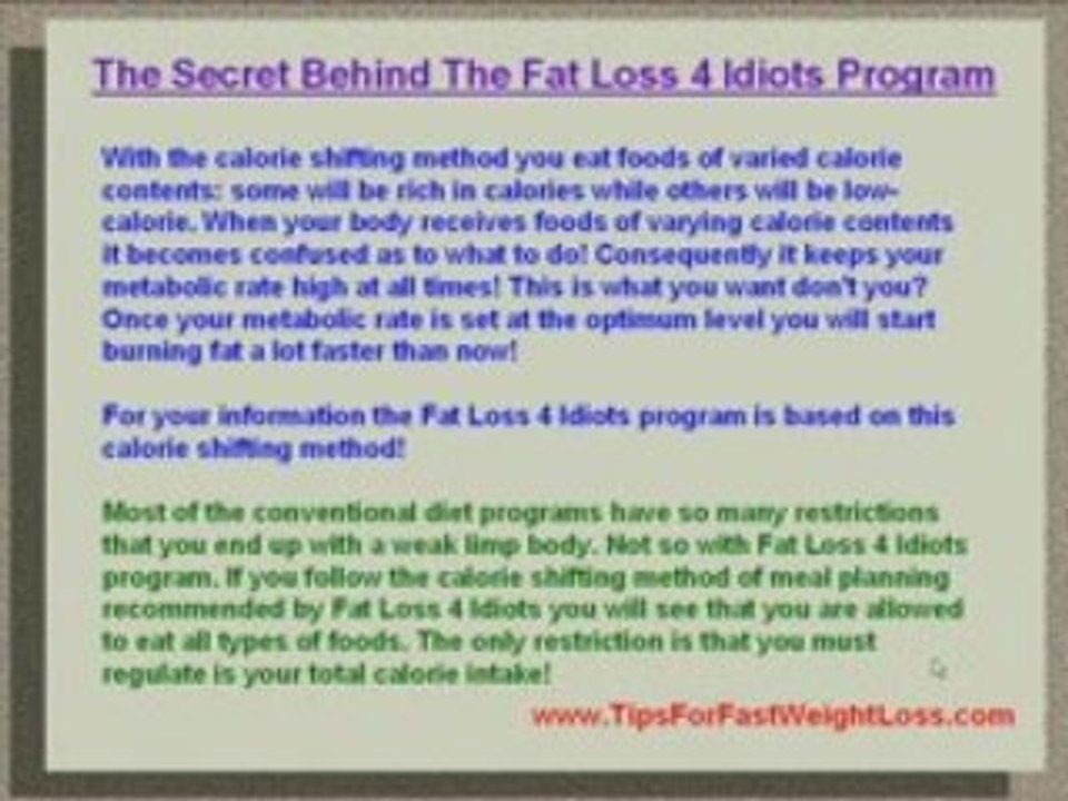 Fat Loss For Idiots Review -- The Secret Behind The Fat Loss