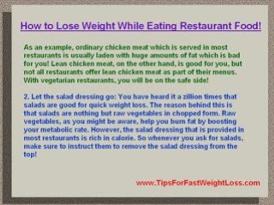 How To Lose Weight Fast While Dining Out