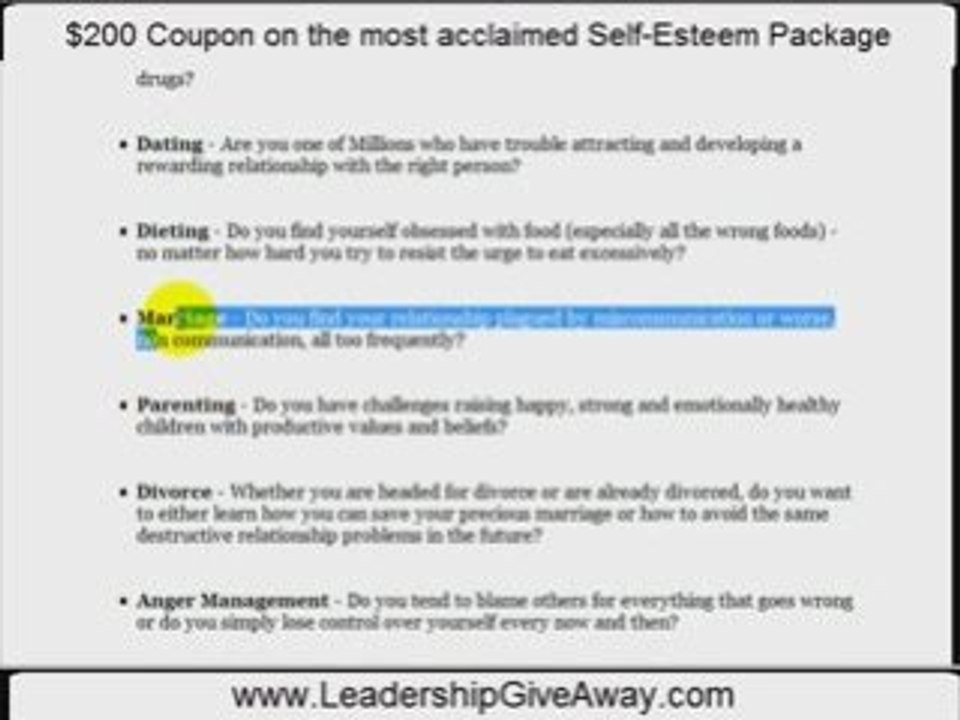 enhancing self esteem by expert Joe Rubino ($200 off)