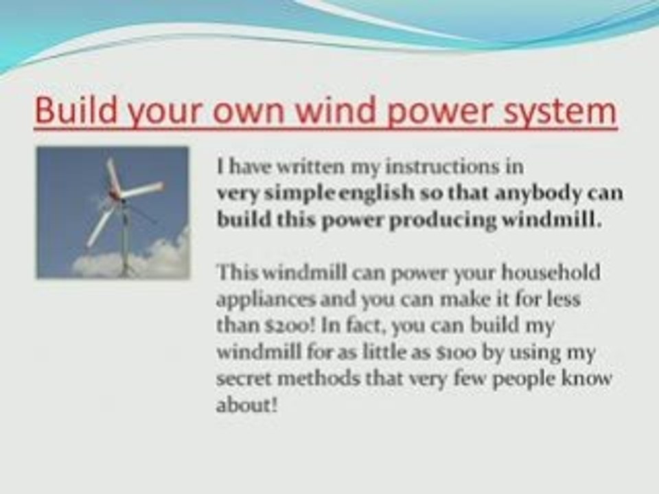 DIY wind turbine plans, easy to follow