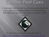 custom cues equipment and 8 ball billiards cues