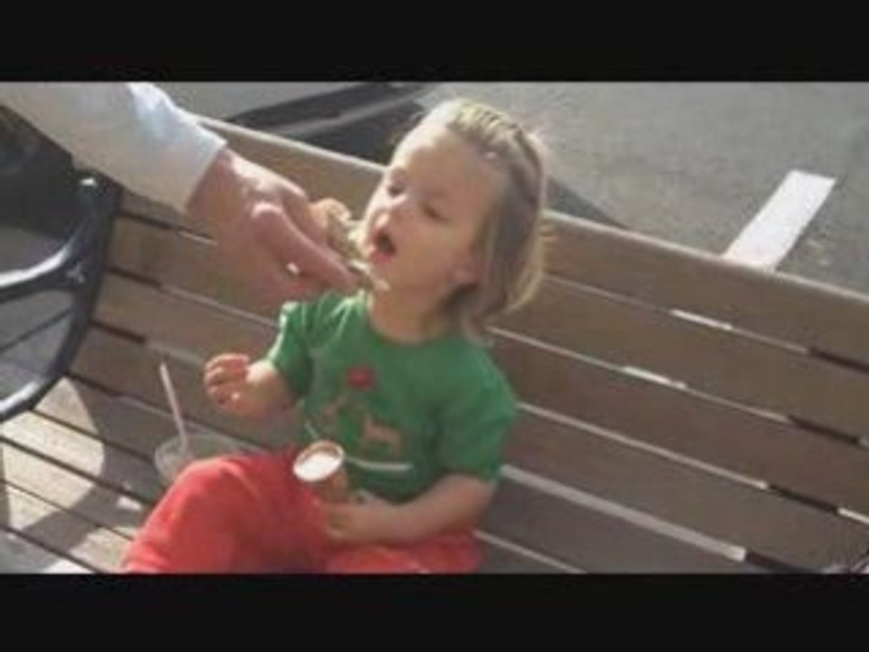 Sophia Eating Ice Cream with PapPap, December 27, 2008