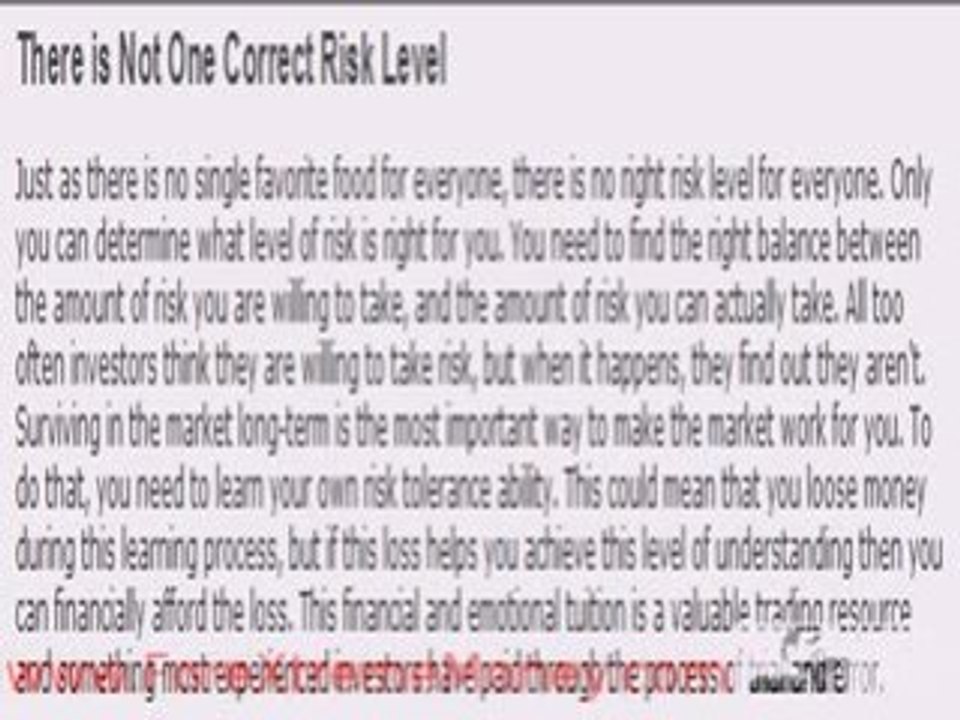 Video: Correct Risk Level