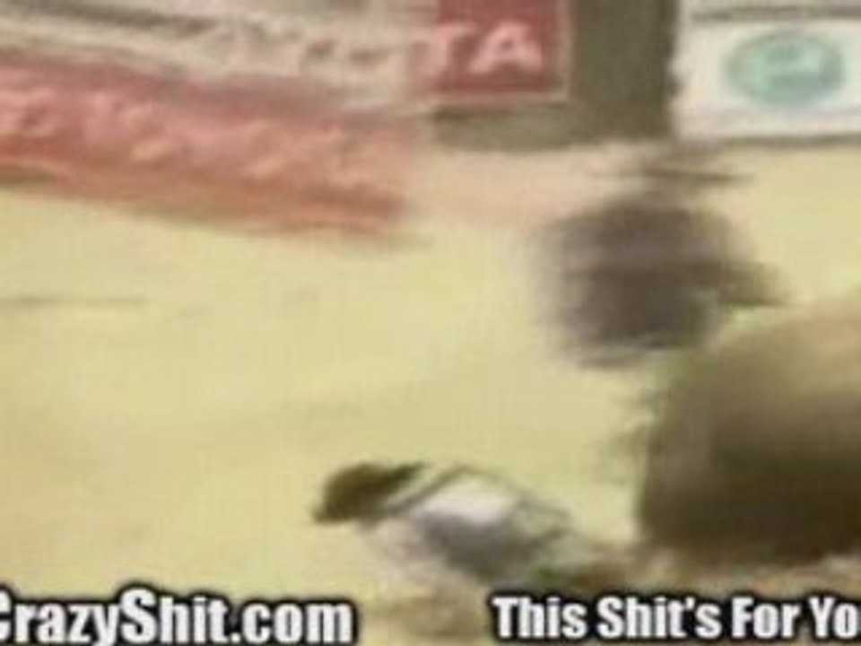 Airborne bull rider comes down on his head