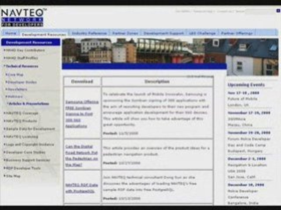 NAVTEQ Network for Developers Content Overview