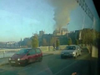 Le chateau d'Angers en feu