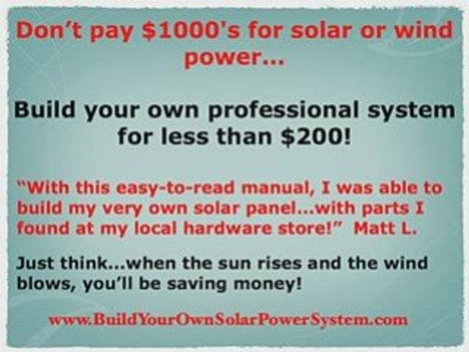 Build Your Own Solar Power System