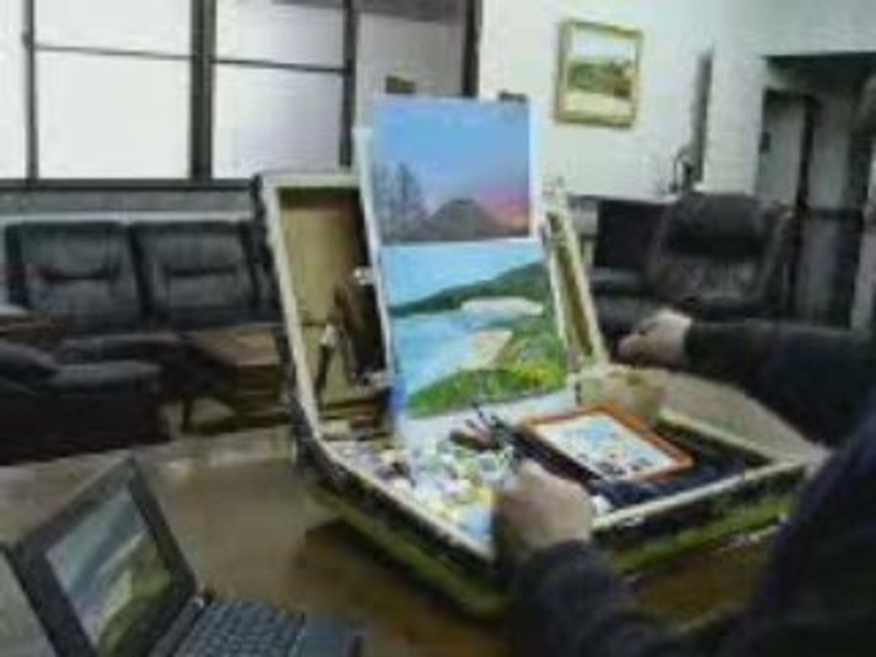 Pintando dos cuadros acrilicos Tarifa Cadiz y Seto Japon