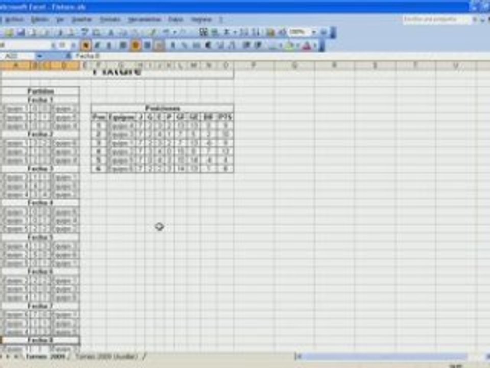 Funcionamiento del fixture en excel