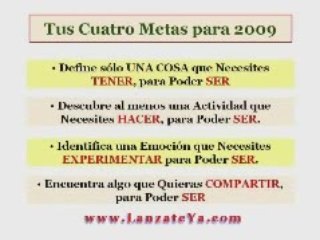 Tus Metas en 2009 Metas y Objetivos para el Exito