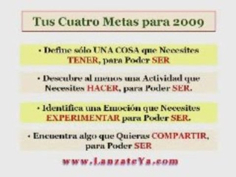 Tus Metas en 2009 Metas y Objetivos para el Exito