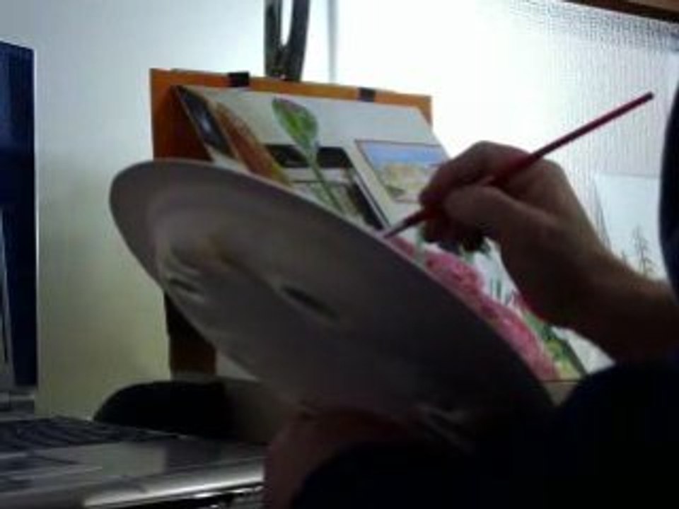 Pintado flores fondo cuadro de Ronda Malaga oleo Barbera