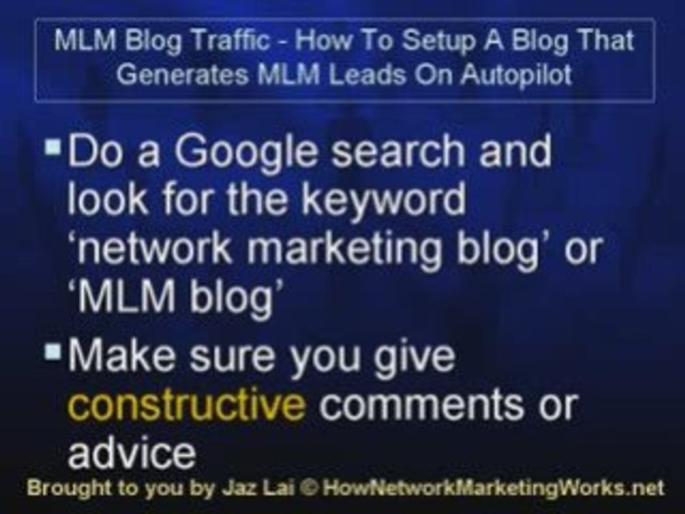 Generate MLM Traffic In 10 Seconds Using Blog Comments