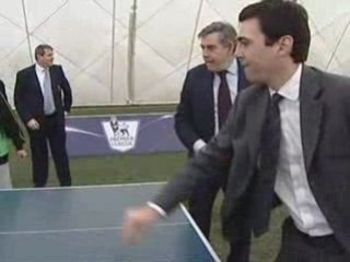 Gordon Brown tries his hand at ping-pong
