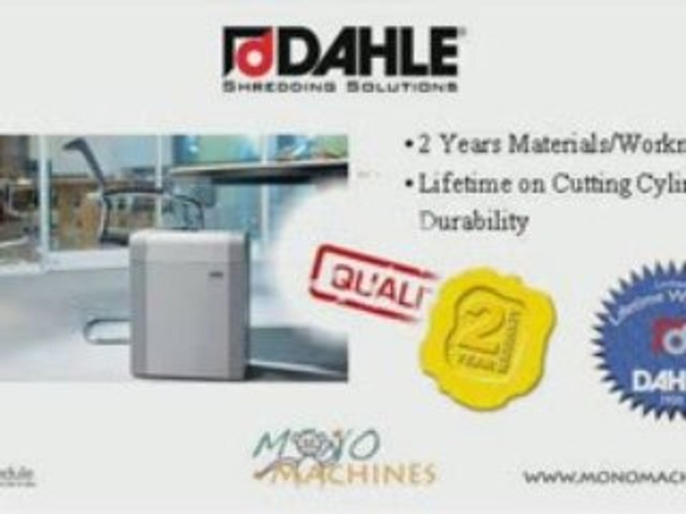 Dahle 20800 EC Straight Cut Paper Shredder - Warranty