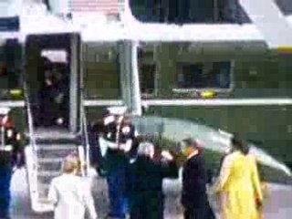 Départ G Bush accompagné par B Obama