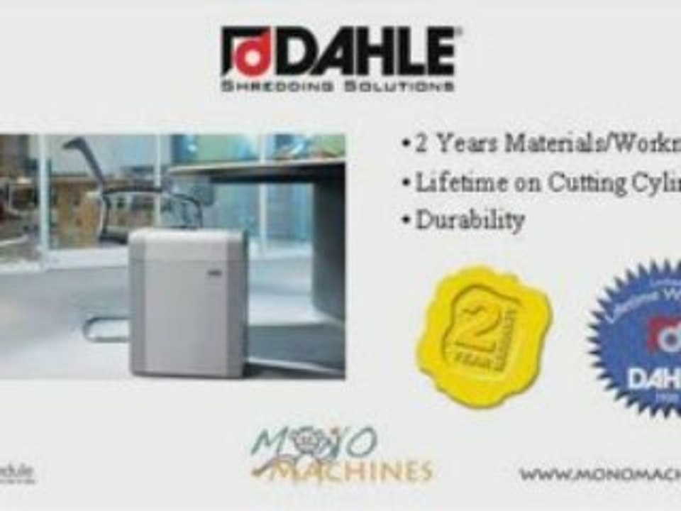 Dahle 20801C Strip Cut Paper Shredder - Warranty