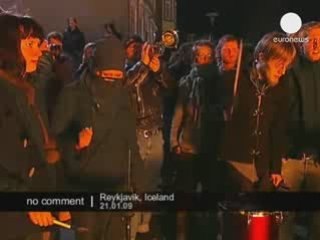 Manifestation à Reykjavik en Islande