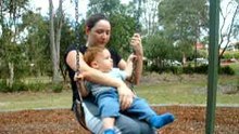 Ozan and Ozlem on a swing