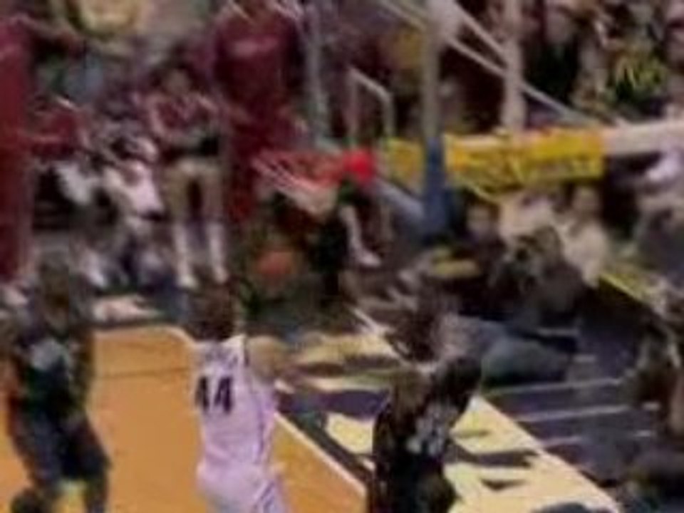 NBA LeBron James throws one down over the Jazz with foul