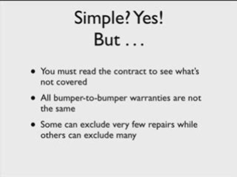 Bumper To Bumper Auto Warranty