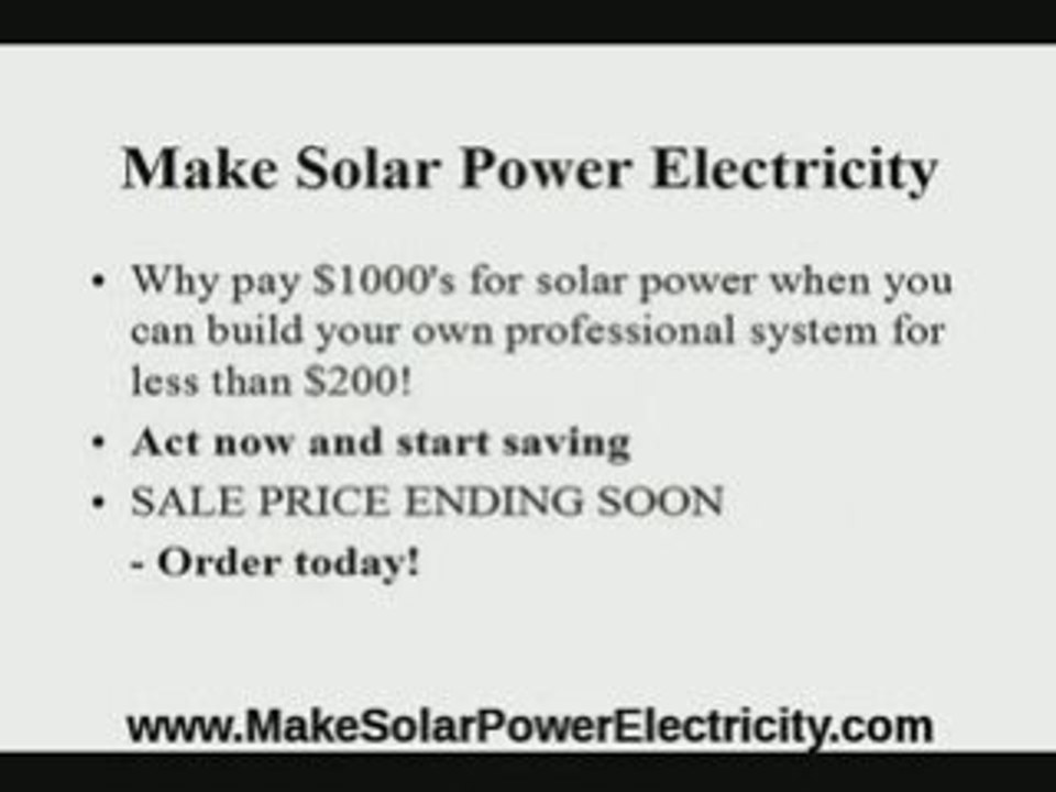 Generate Solar Power Electricity & Solar Power Generators