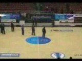 Turkish fans throwing players Israeli basketball with shoes.