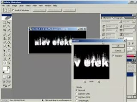 Yanan yazi olusturmak Photoshop batushaq.com
