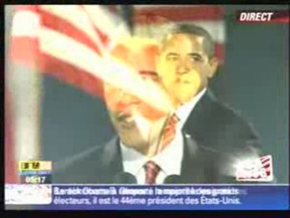 La victoire en direct de  BARACK OBAMA sur BFM TV
