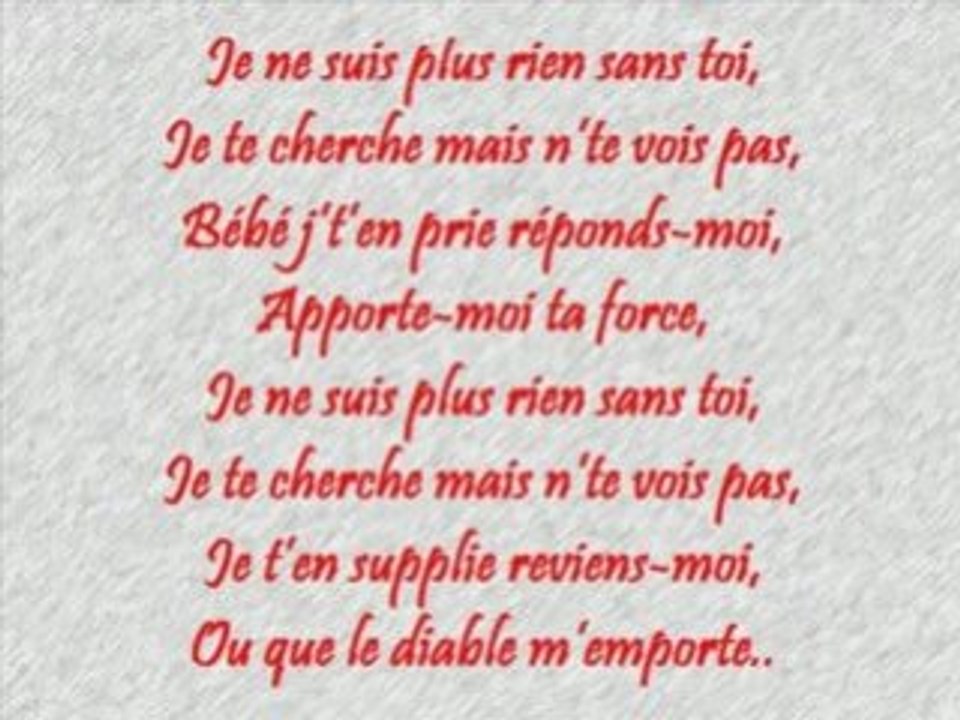 trop belle chanson d'amour triste plus rien sans toi