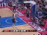 NBA LeBron denies Iverson a lay up.