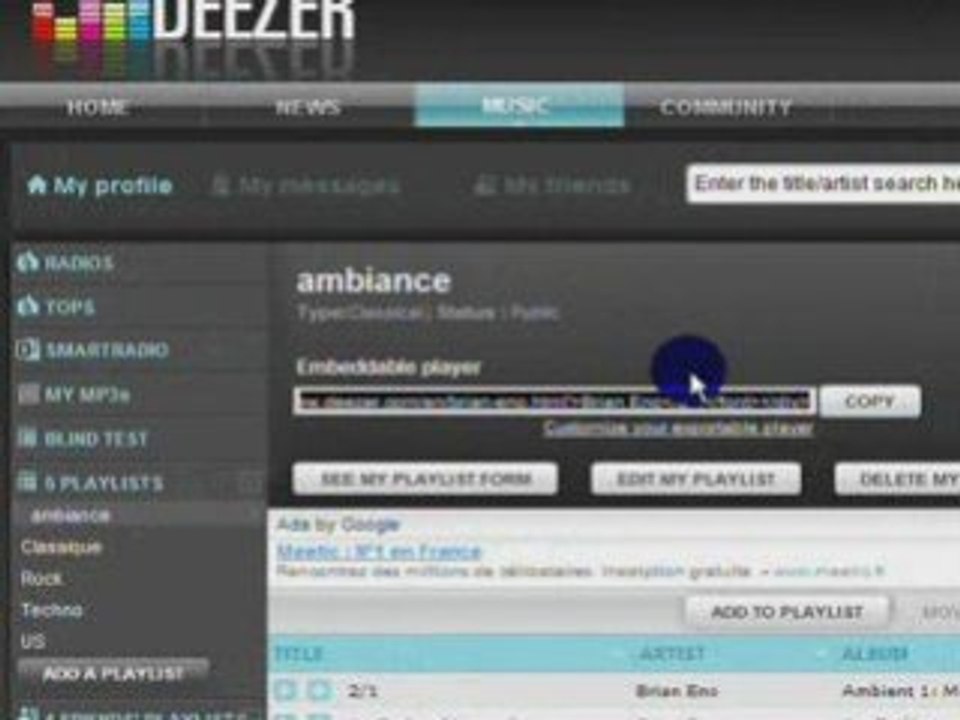 Tutorial Netvibes - ajouter une playlist Deezer sur sa page
