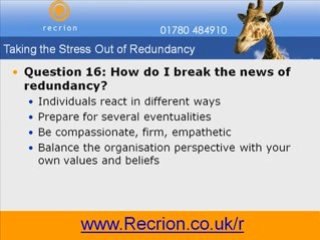 Redundancy Selection Process -Receive Free Video Series Now!