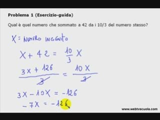 Matematica: Esercizi Problemi Equazioni Primo Grado