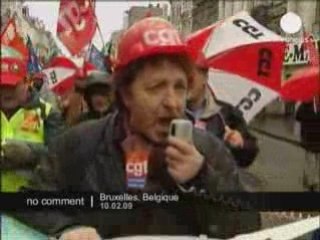 Des employés d'Arcelor Mittal manifestent à Bruxelles