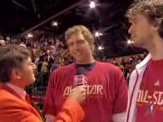 NBA All-Stars Pau Gasol and Dirk Nowitzki talk with Craig Sa