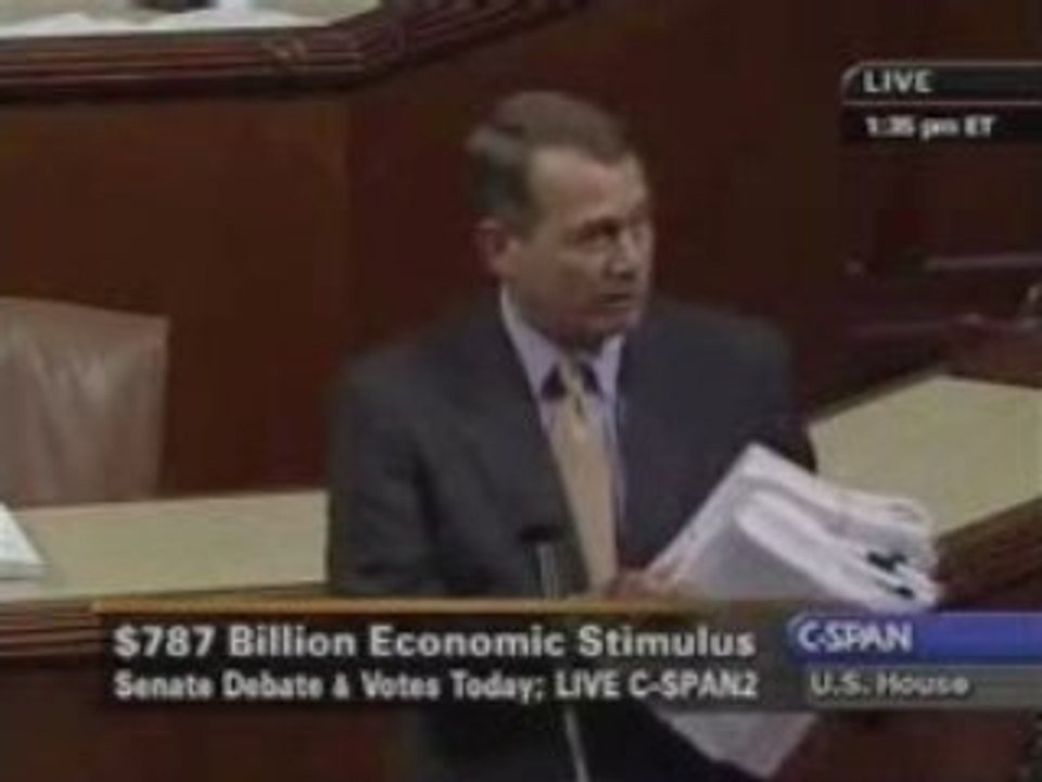 GOP leader Boehner floor speech opposing stimulas bill